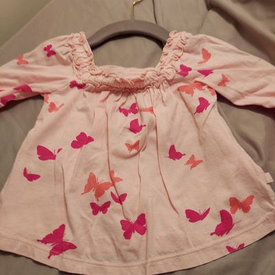 Gap Pink butterflies long sleeve top 12 Months