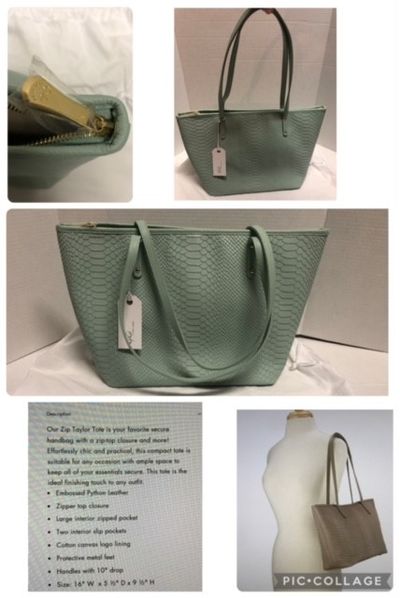 NEW Designer GIGI Zip Taylor Tote Agave $350retail NEW embossed python leather 16W 5.5D 9.5H 10' handle w dustbag