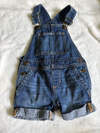Baby gap Dark denim overalls shorts 18-24 Months