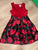 Childrens Place - Size 10 Red and black velvet and satin rose dress with back zipper 10-12