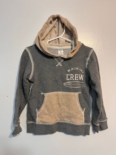 Carters Grey & Tan Hoodie w "Waikiki Crew" logo 4T