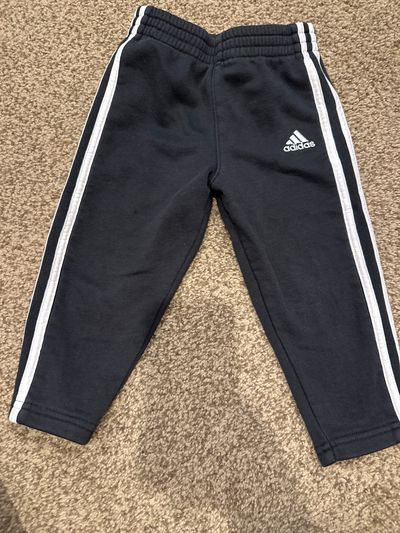 Adidas sweatpants black with white stripes pants  2T