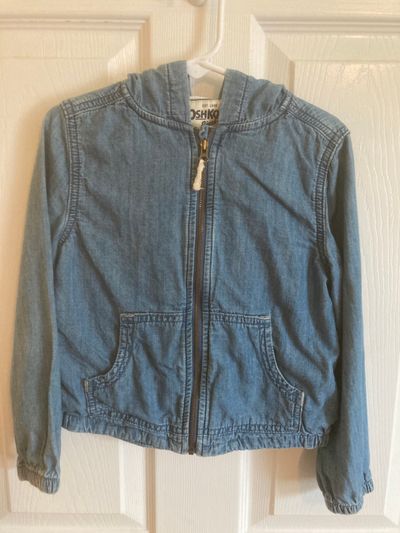 OshKosh denim zip up jacket with hood 5T