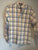 CHAPS Button up collard shirt white, blues, green, orange plaid 14-16
