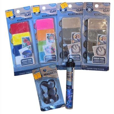 Oven Bake Clay with Magnets and Glitter jewelry, magnet, sculpture making