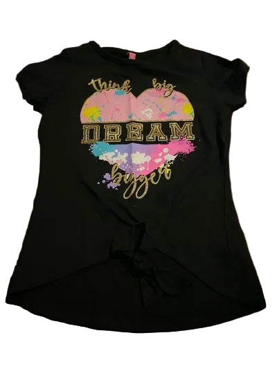 Dream Star Girls black Think Big Dream Bigger short sleeve shirt 10-12
