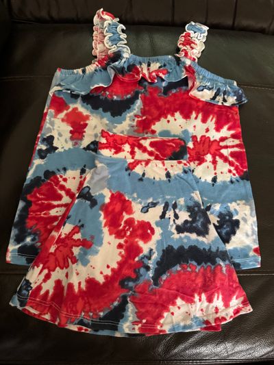 Childrens Place Red White &Blue Tie-Dyed Skirt Set -2pc 7-8