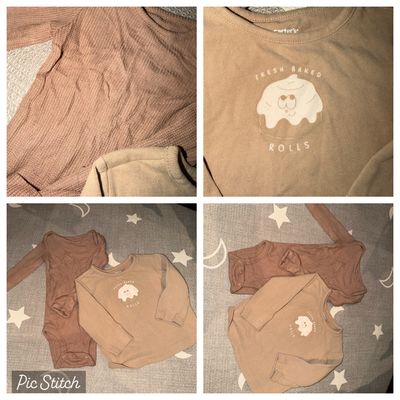 Carters set of 2 Hot baked rolls long sleeve shirt and simplySoft onesie 9 Months
