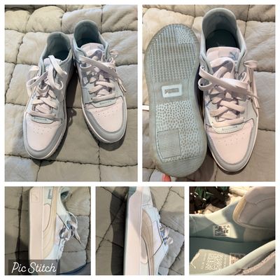 Puma White and baby blue sneakers barely worn 11 (Adult)