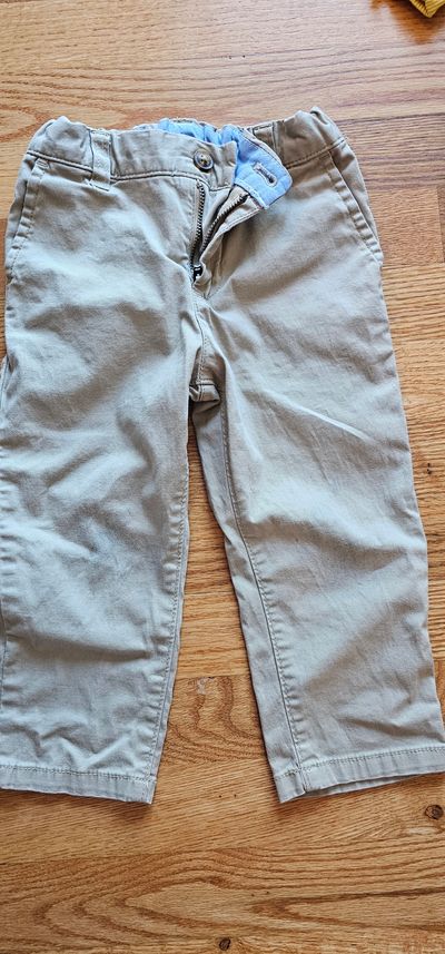 Carter's Like New dress pants in Beige elastic waistband adjustable taps 24 Months