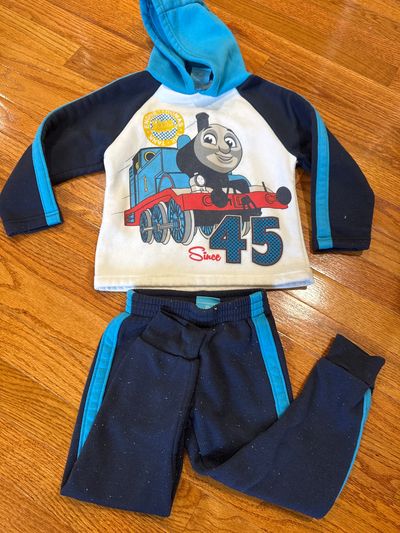 Thomas the train Hooded outfit set piling on pants 3T