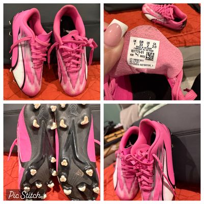 Puma Pink cleets barely used 2 (Big Kid)
