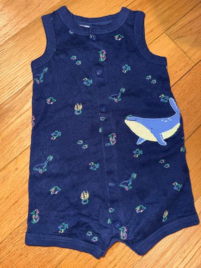 Carters Navy whale/ sea life tank romper 9 Months