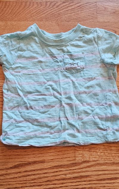 Little Me Toddler boys 12M mint & gray stripes t-shirt in good condition 12 Months