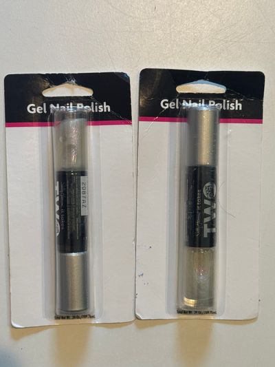2 Brand New Gel Nail polish. Silver & Clear Sparkl 2 Brand New Gel Nail polish. Silver & Clear Sparkles