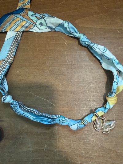 Blue scarf butterfly necklace Blue scarf butterfly necklace