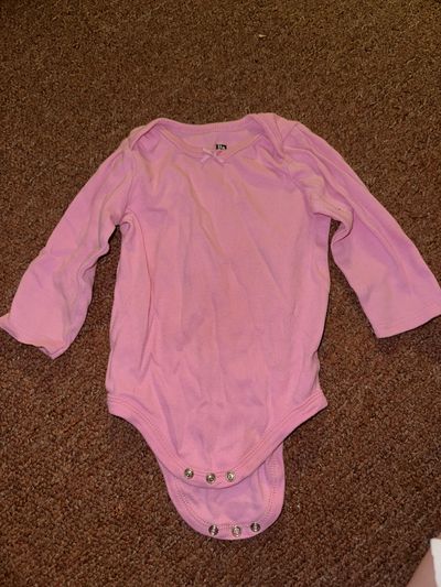 Hudson Baby pink long sleeve onesie 12 Months