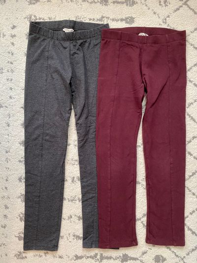 H&M EUC Set of 2 Pairs Thick Leggings. Grey Burgundy. 9 10 10-12