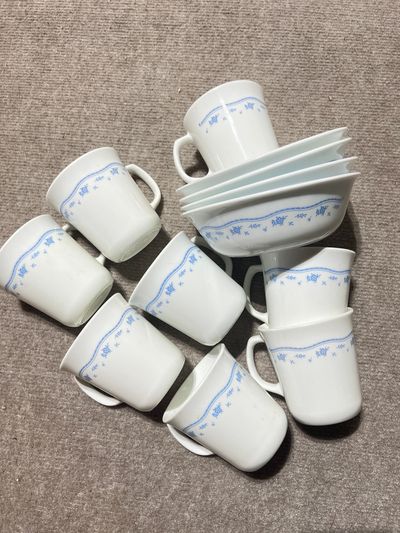 Corning Wave 8 mugs 4 bowls