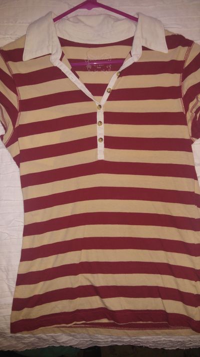 eyeshadow red ans white stripped shirt size large 14-16