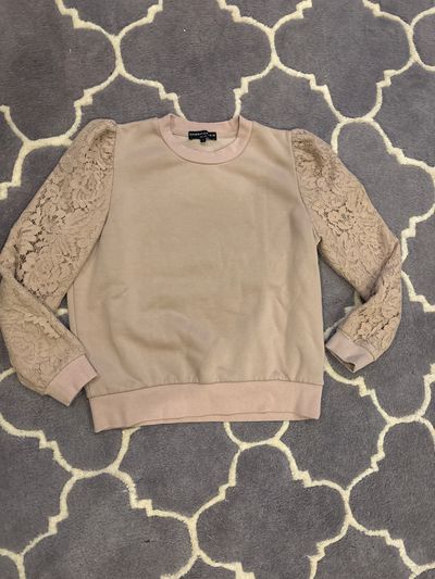 Generation Love #2 Blush pink lace sleeve -not see through sweatshirt Women's - S