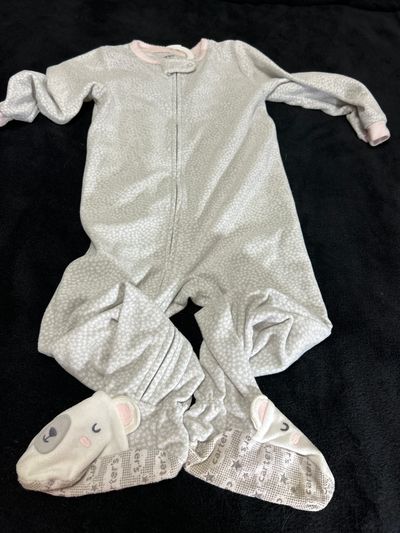 Carters Gray fleece feety pajamas 3T