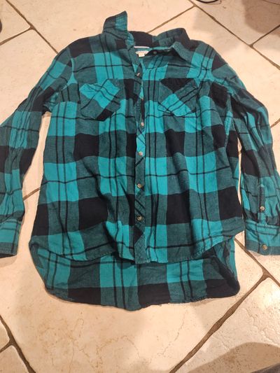 Merona Green/Black Plaid Long Sleeve Button Up Women's - XXL