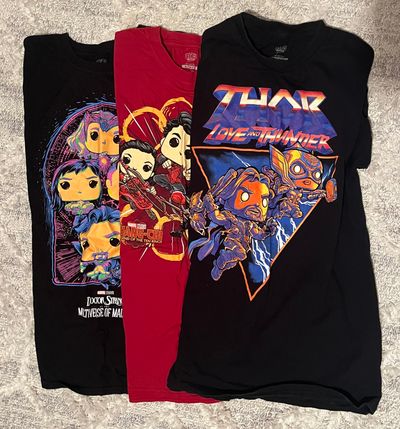 Funko Pop Marvel tees lot 3 tees. Dr strange, Shang chi and Thor. Great condition Junior M - 6