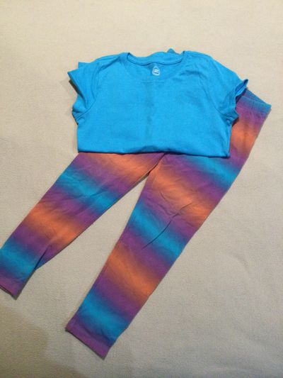 Lands end leggings size 8 Wonder Nation Aqua t shirt size 10 7-8