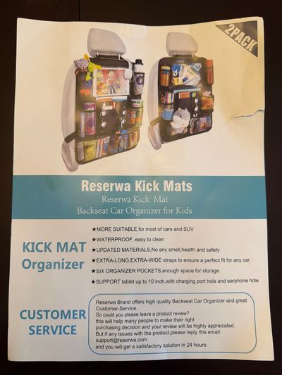 New in packaging only one not two Car seat organizer and kick protector