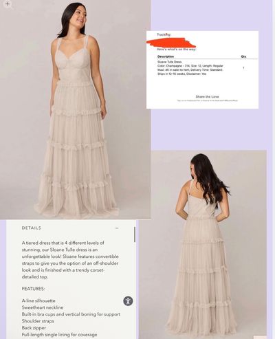 Revelry Sloane champagne tulle bridesmaids dress retail $198 Women's 12