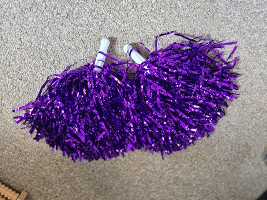 purple pom poms