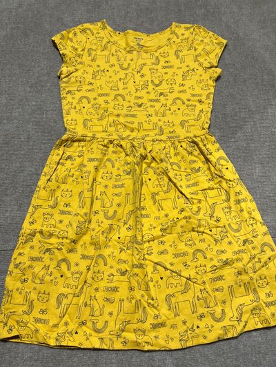 Carters Mustard yellow dress with cute designs all over. Like New. 10-12