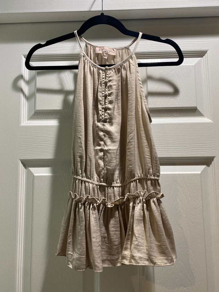 Philosophy petite Size Petite S cream/tan dressy tank top 100% polyester Women's - S