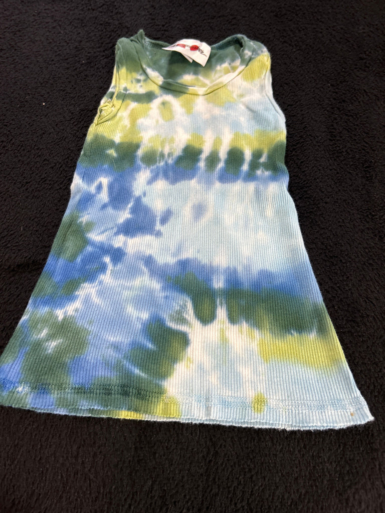 Heartbreaker Blue green and white tie-dye tank top 2T