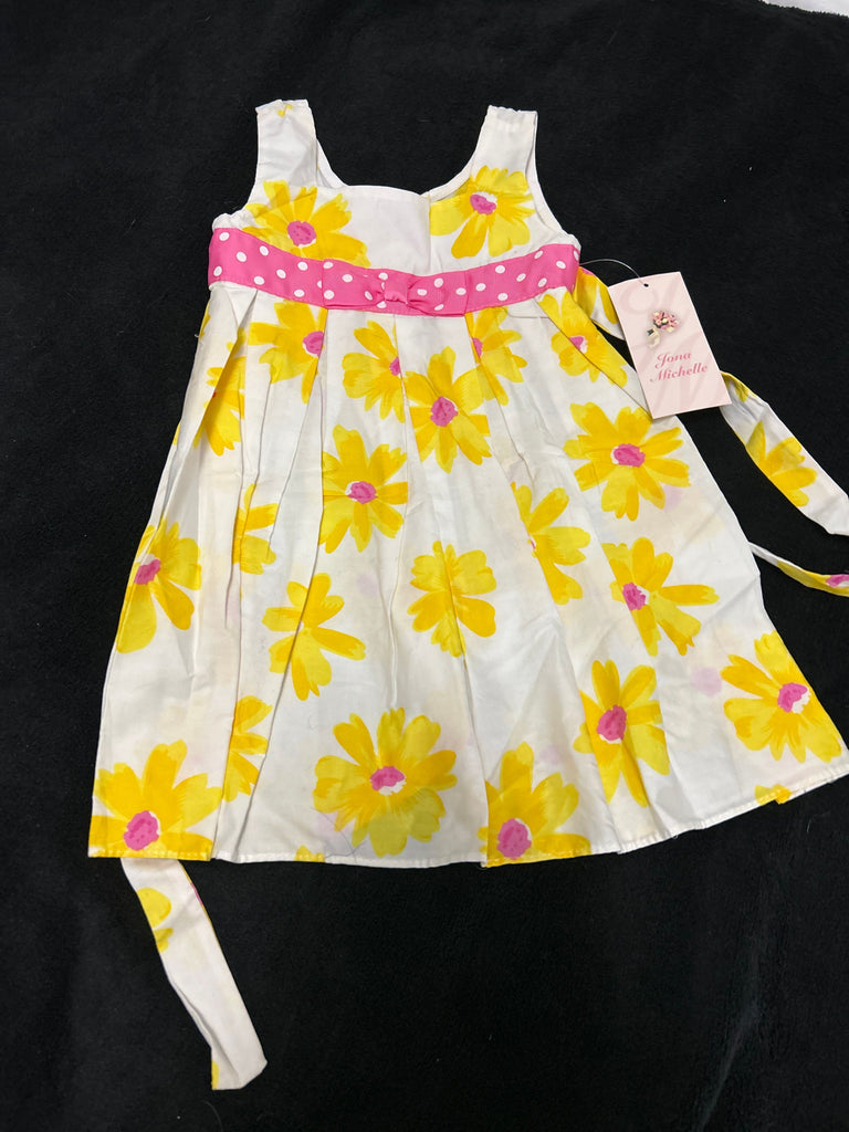 NEW Jona  michelle Brand New! White dress with yellow and pink flowers 2T