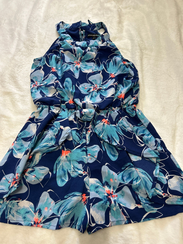 My Michele girls Blue floral Shorts jumper 7-8