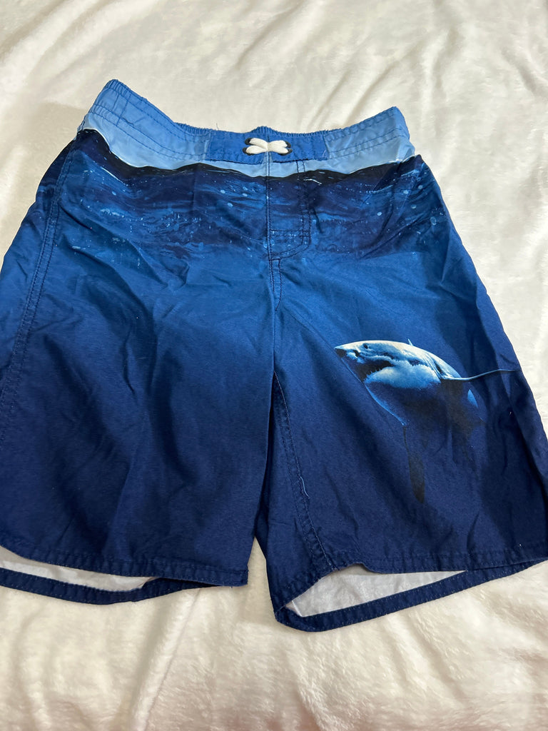 Old Navy Blue swim trunks with shark Medium (10-12)