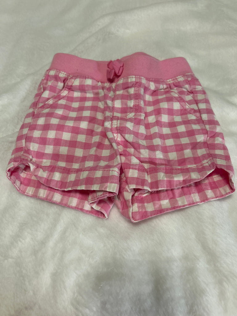 Cherokee Pink and white Check shorts 12 Months