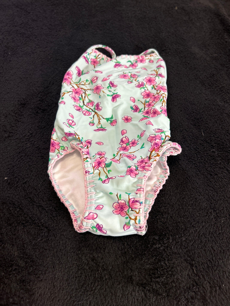 NEW Drama queen Brand New! Aqua one piece with pink flowers 2T