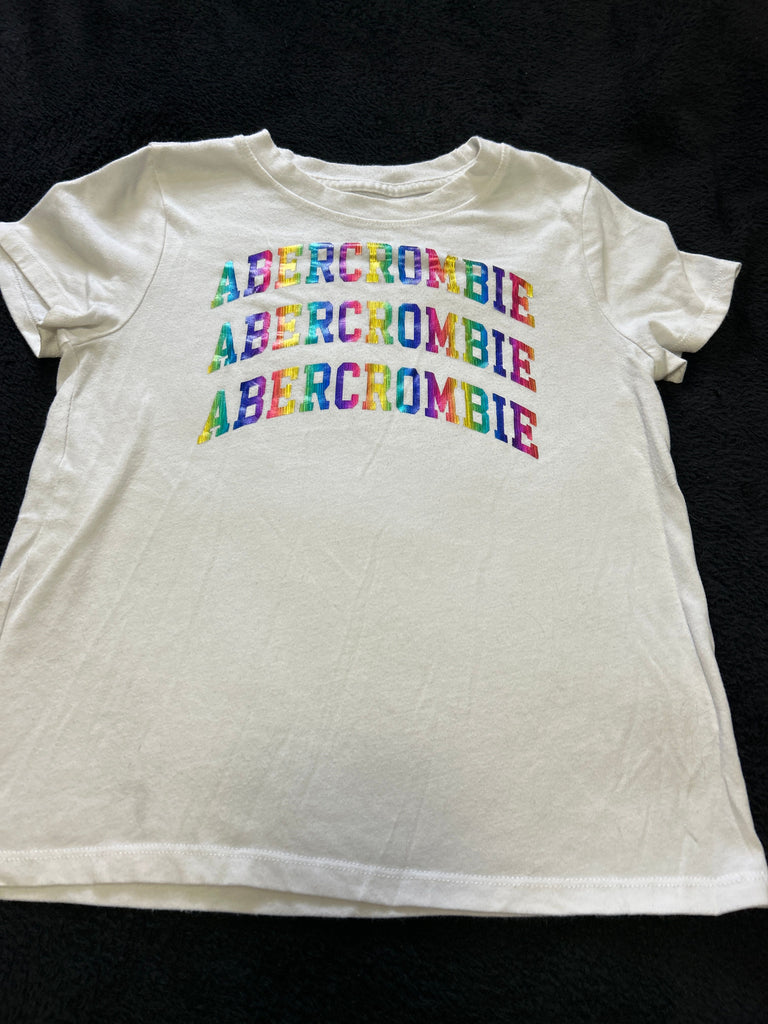 Abercrombie kids White Abercrombie shirt, rainbow, iridescent decal 5T/5