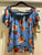 Loveappella NWT blue with peach flowers off the shoulder 95 rayon 6 spandex Women's - S