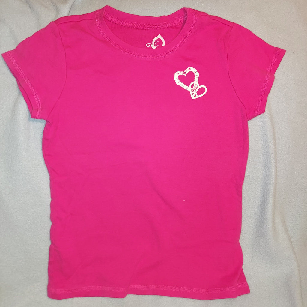 Children's place Pink short sleeve w peace heart 7-8