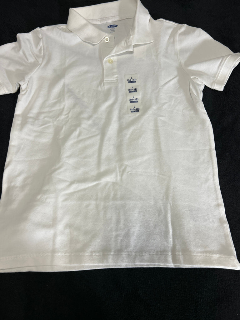 NEW OLD NAVY White collared short sleeve polo 10-12