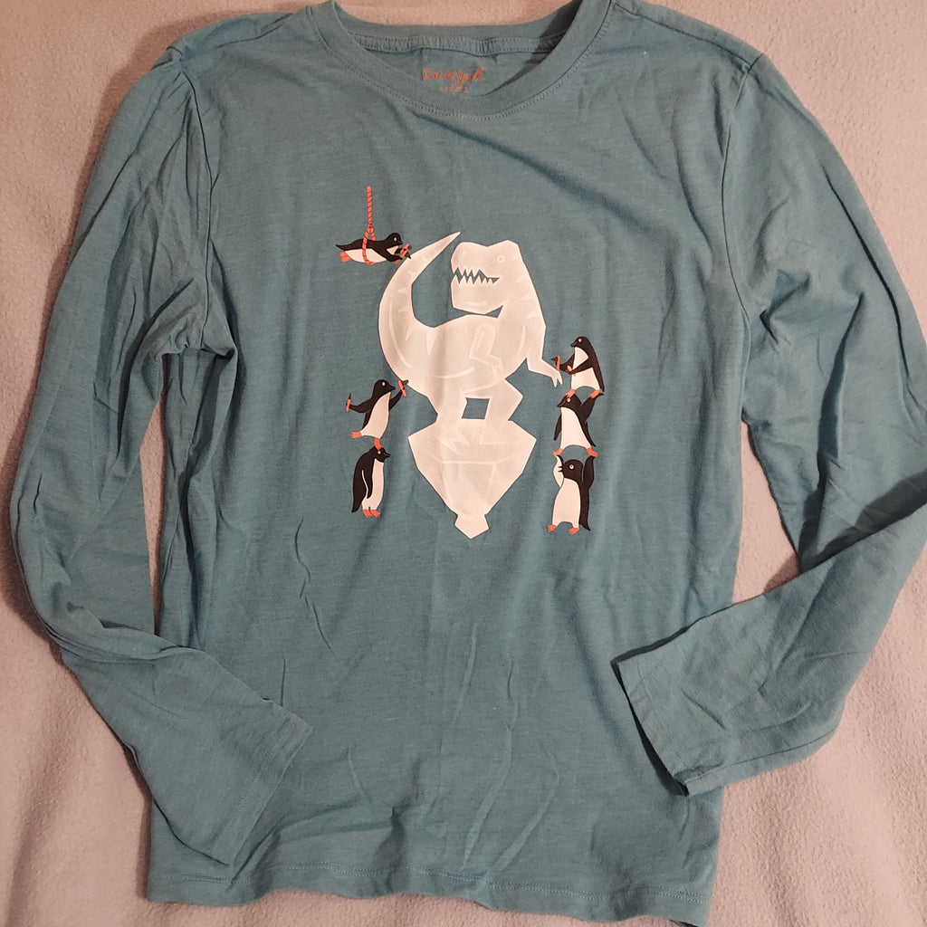 Cat and jack Long sleeve w penguin/Dino ice sculpture 10-12