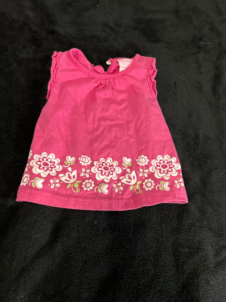 Nannette girl Pink shirt, white flowers 2T