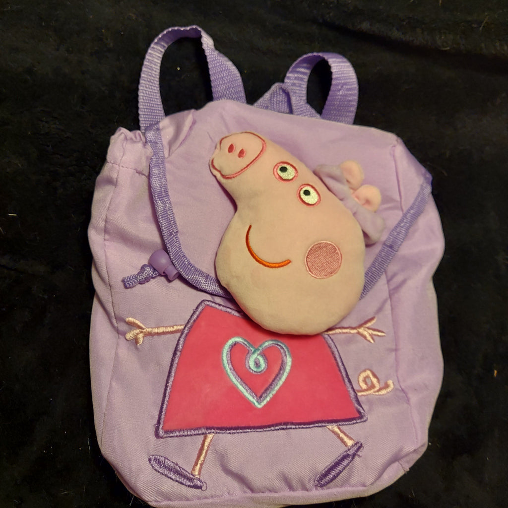 Peppa pig Peppa pig purple back pack w drawstring  approximately 11 inches