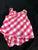 Carters Pink and white checked romper with little flower accent 6-9 Months