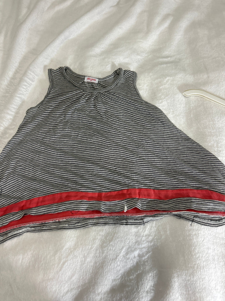 Ella Moss Black and white striped shirt with red accent stripe 3T