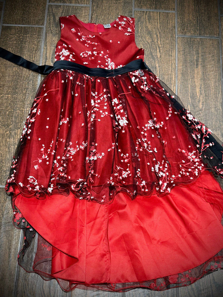 Girls black and red high low dress Size 5 - 6 dress